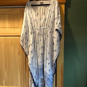 Beautiful White and Blue Beach Coverup